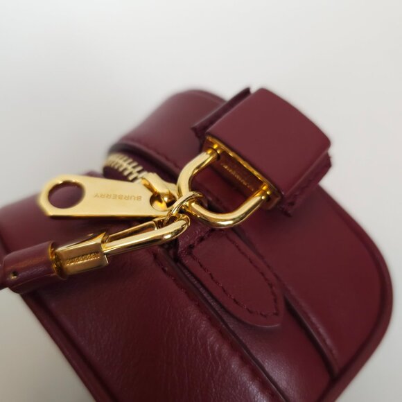 Burberry Cube Micro CB Smooth Mini Bag Red Leather Gold Lock & Key Italy - Picture 14 of 15